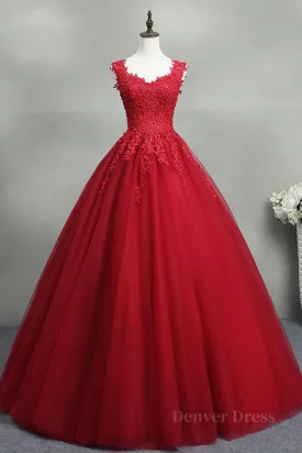 Open Back Red Lace Long Prom Dress Red Lace Formal Evening Dress Red Ball Gown