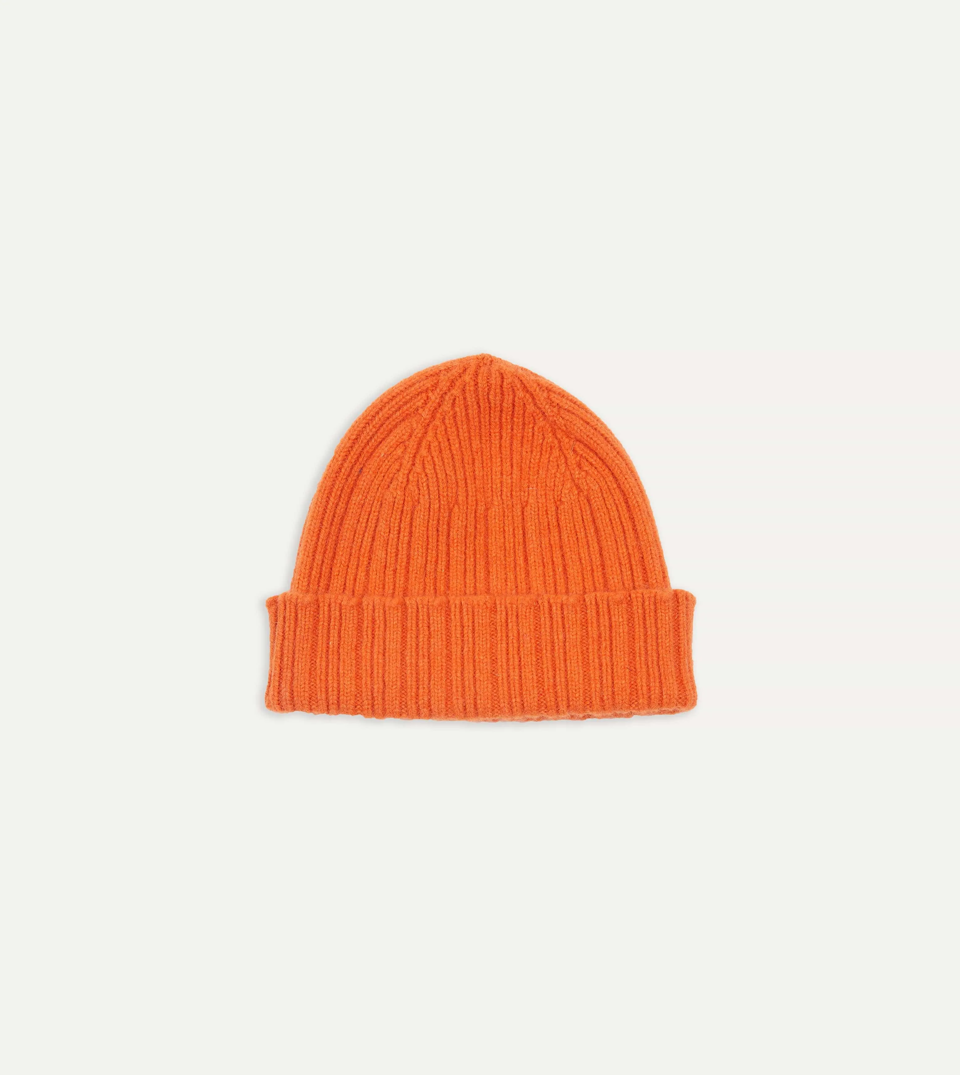 Orange Angora Lambswool Ribbed Knit Cap