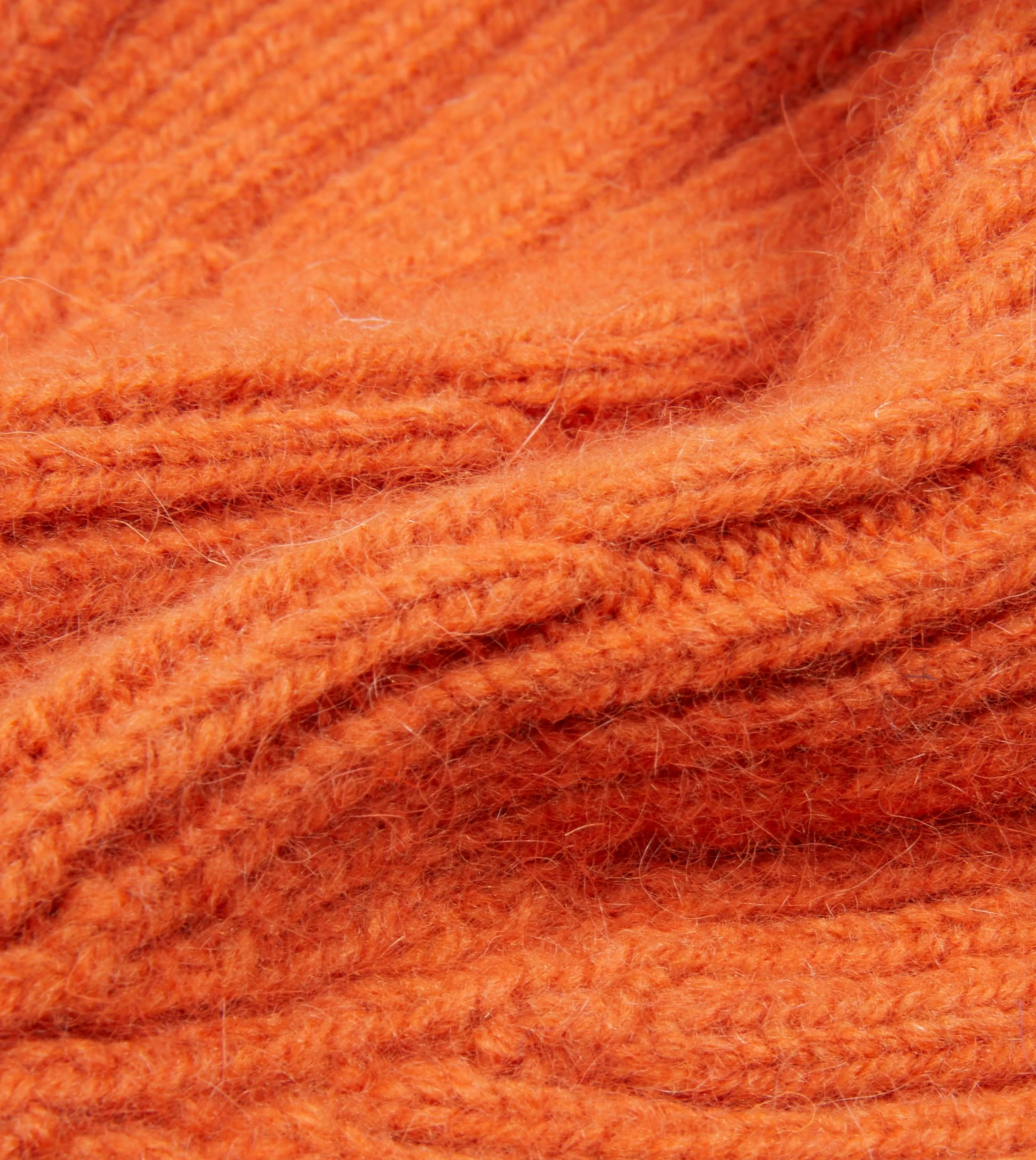 Orange Angora Lambswool Ribbed Knit Cap