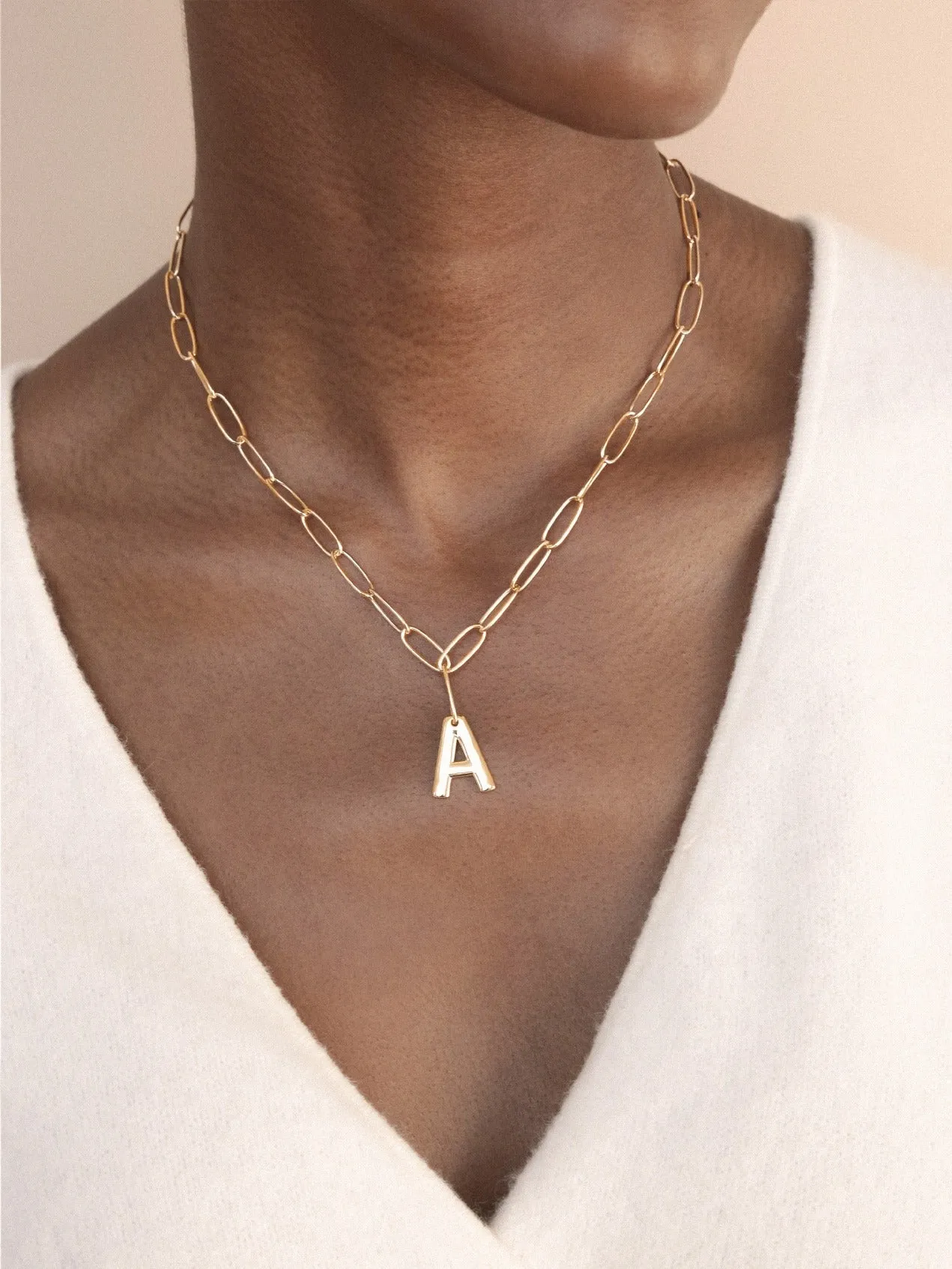 Paperclip Link Initial Necklace