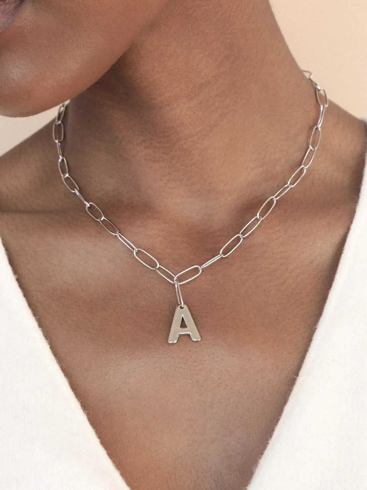 Paperclip Link Initial Necklace