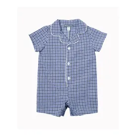 Petit Confection Plaid Romper in Blue