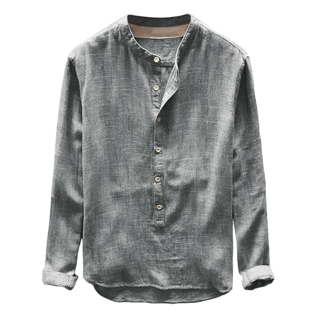 Pologize™ Henley Collar Linen Blend Shirt