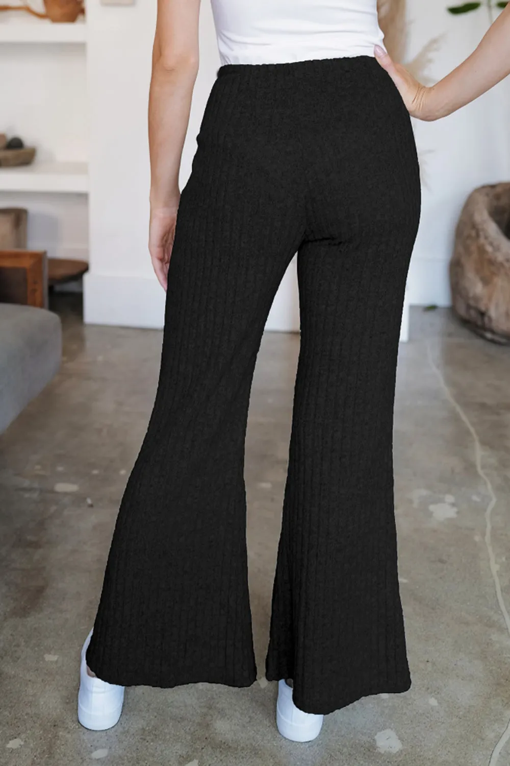 Ribbed High Waist Flare Pants