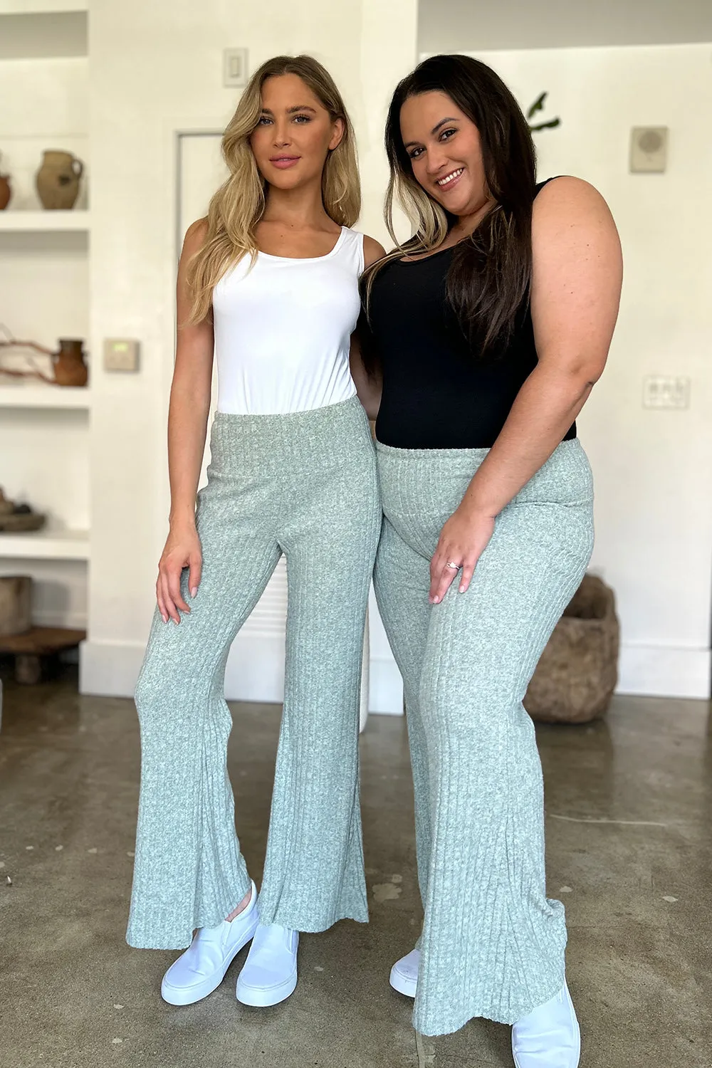 Ribbed High Waist Flare Pants