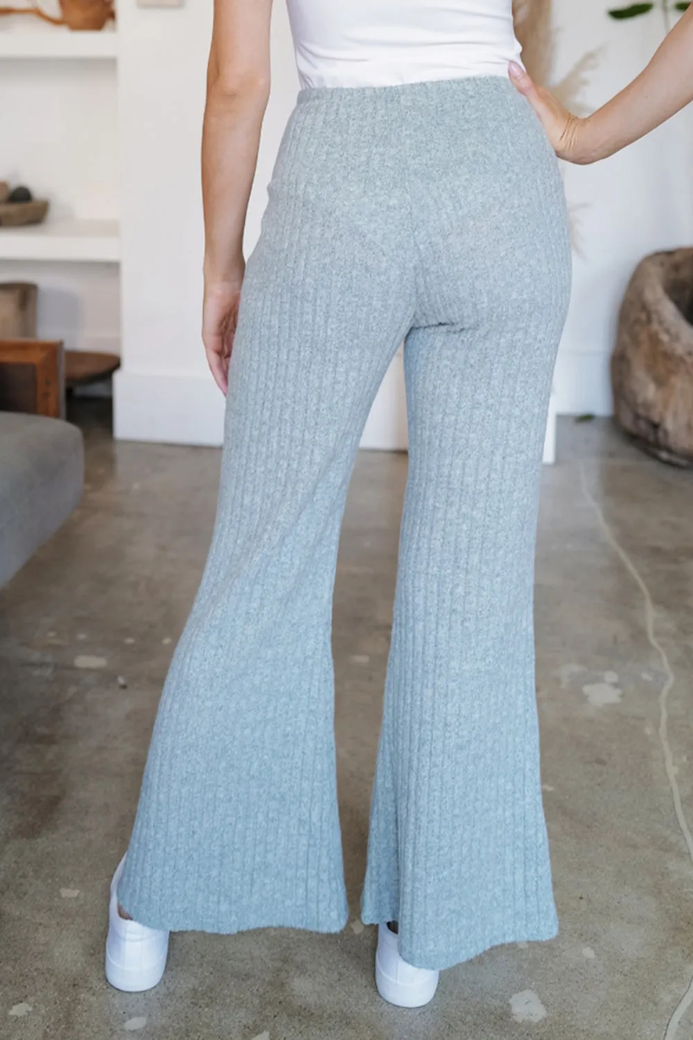 Ribbed High Waist Flare Pants