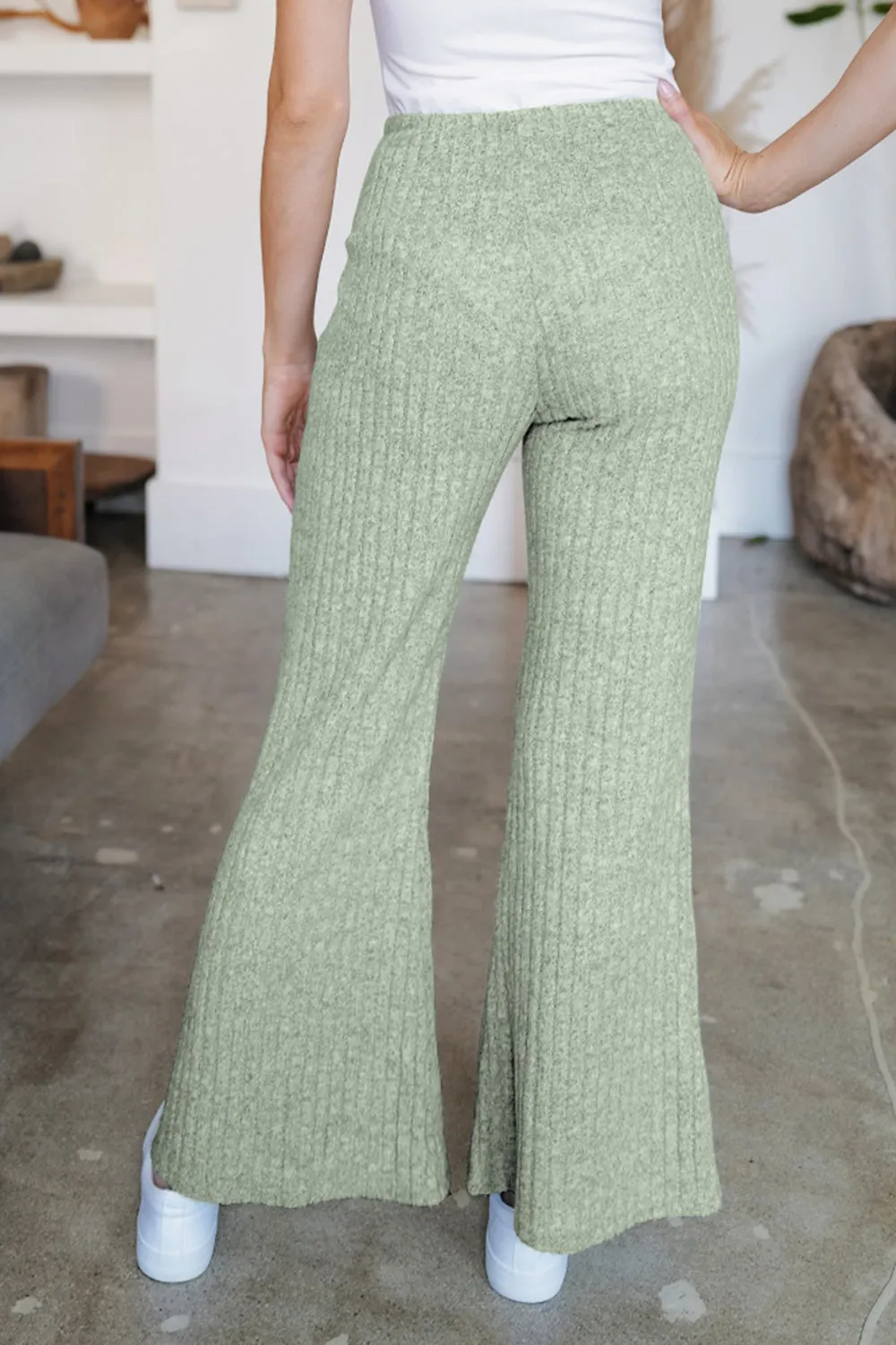 Ribbed High Waist Flare Pants