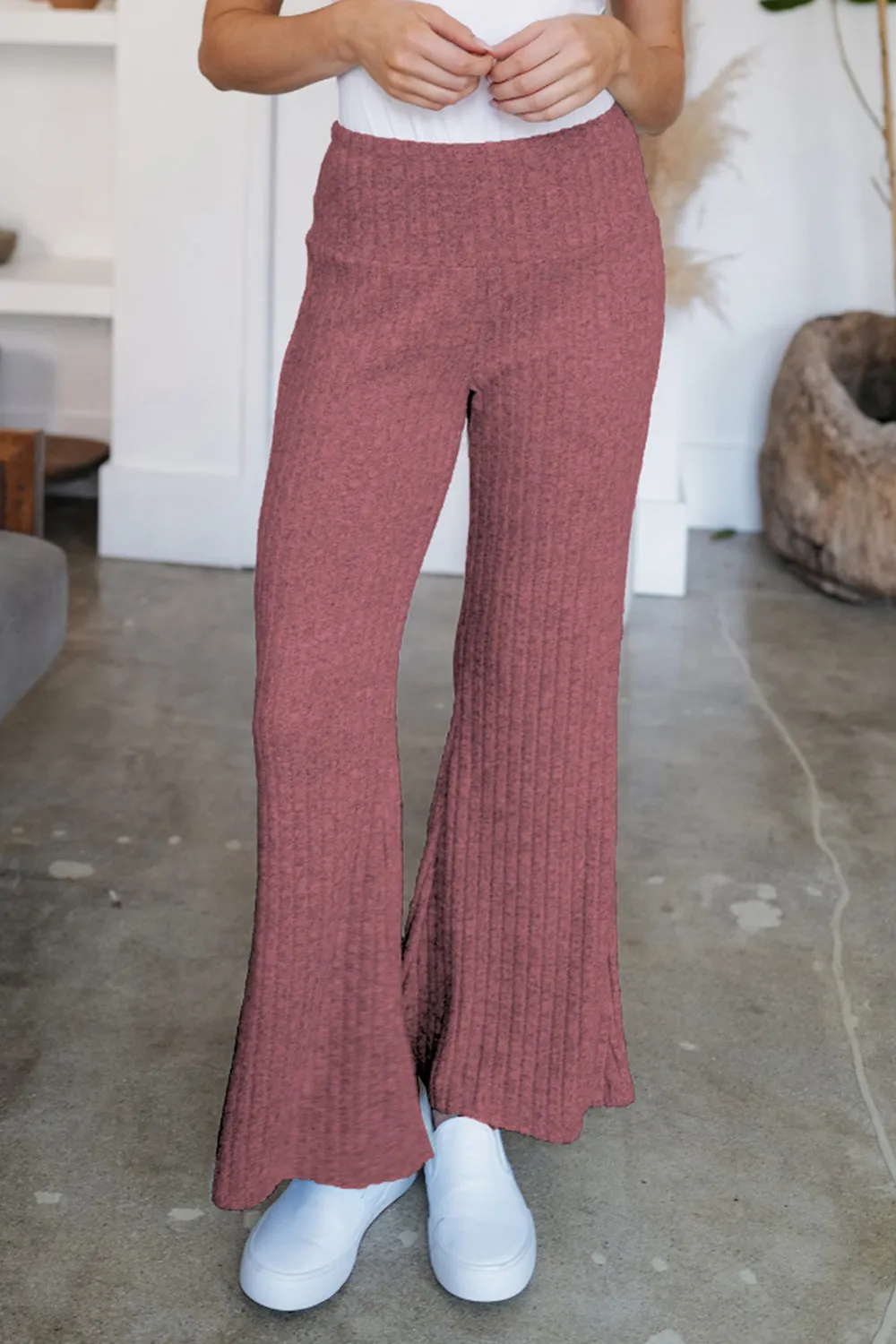 Ribbed High Waist Flare Pants