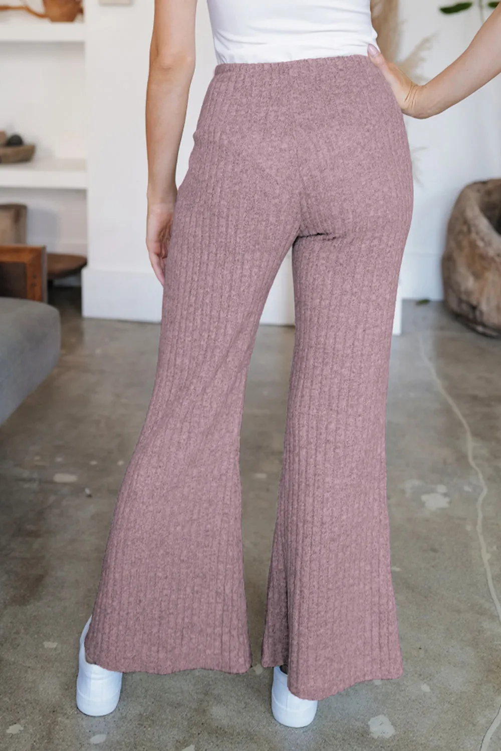 Ribbed High Waist Flare Pants