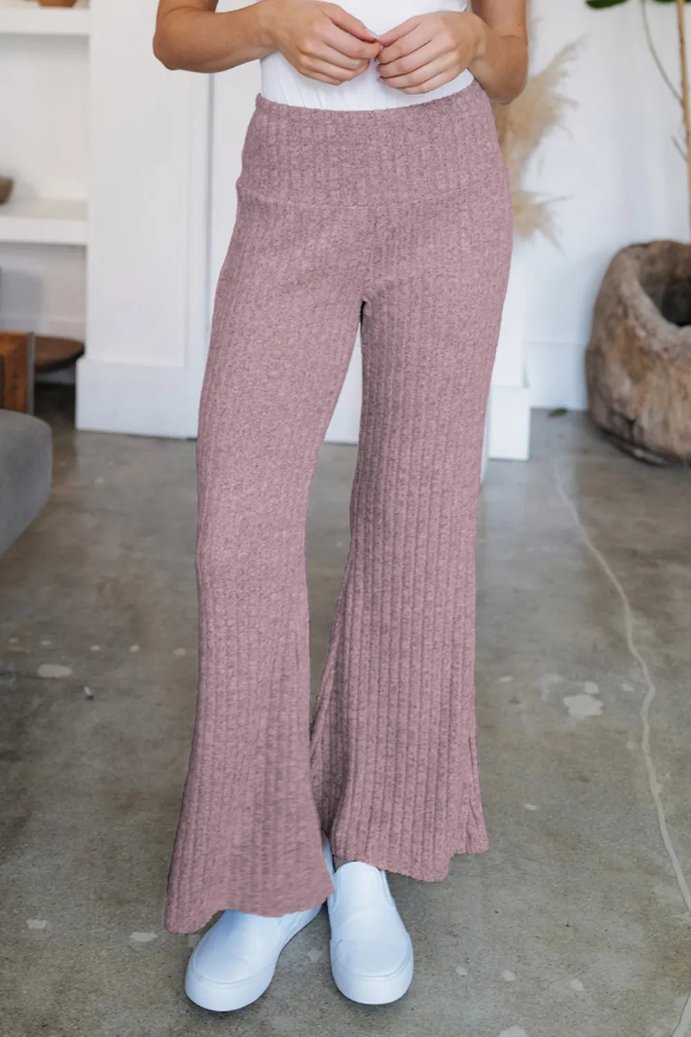 Ribbed High Waist Flare Pants