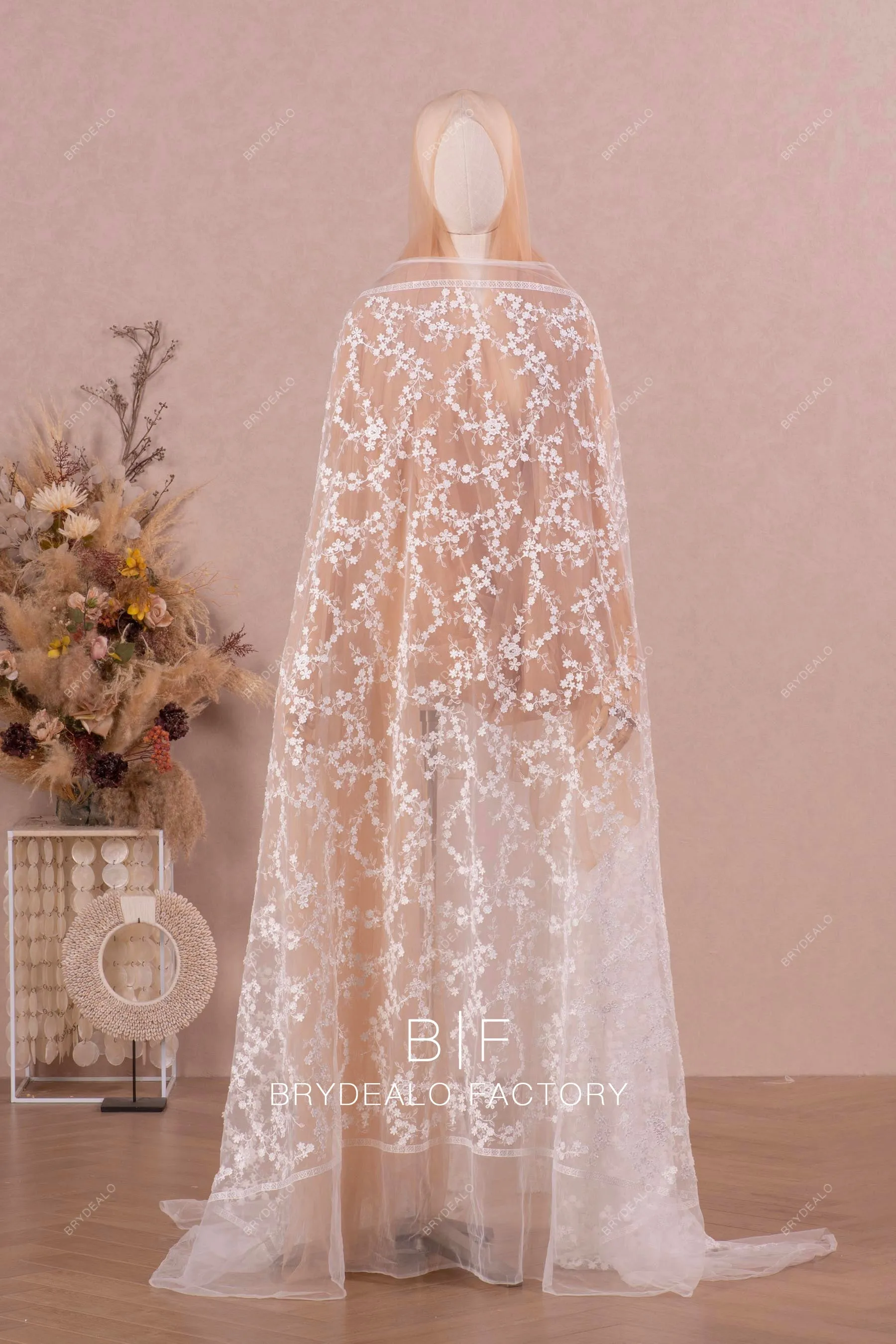 Romantic Small Flowers Embroidered Lace Fabric Online