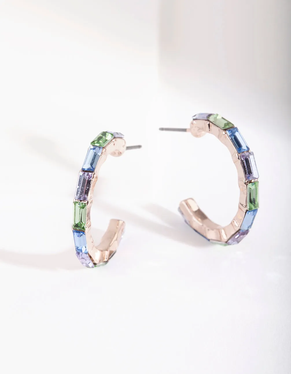 Rose Gold Stone Hoop Earrings