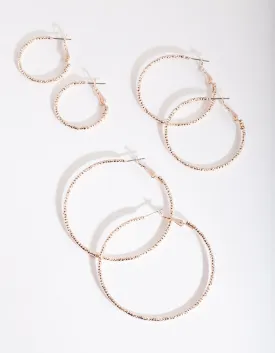 Rose Gold Textured Hoop Pack