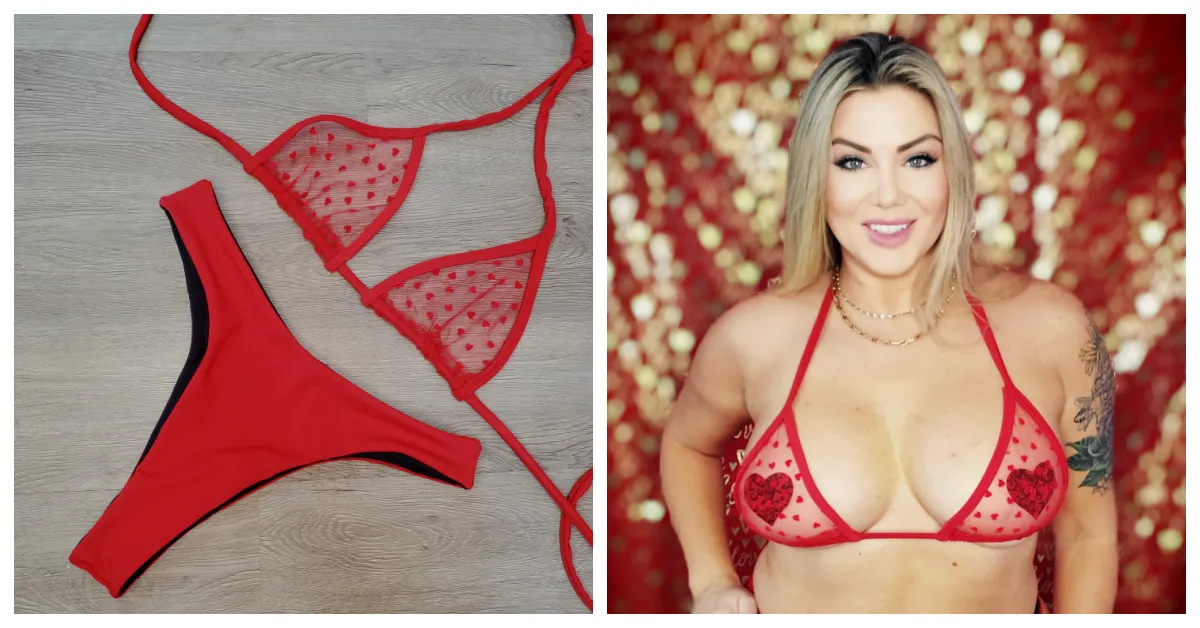 Sheer Fun Love Struck Red Triangle Top