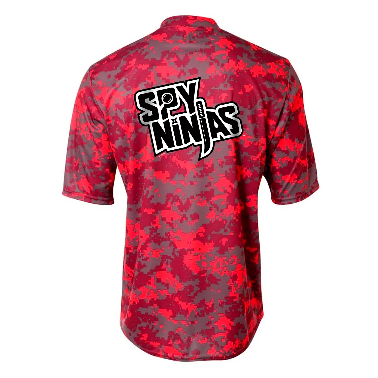 Spy Ninjas LCP Youth Camo Henley Tech Short Sleeve T-Shirt - Red / Grey