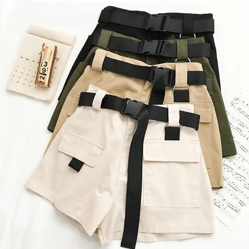 Streetwear Shorts Women Woman High Waist Wide Leg Cargo Women's Shorts