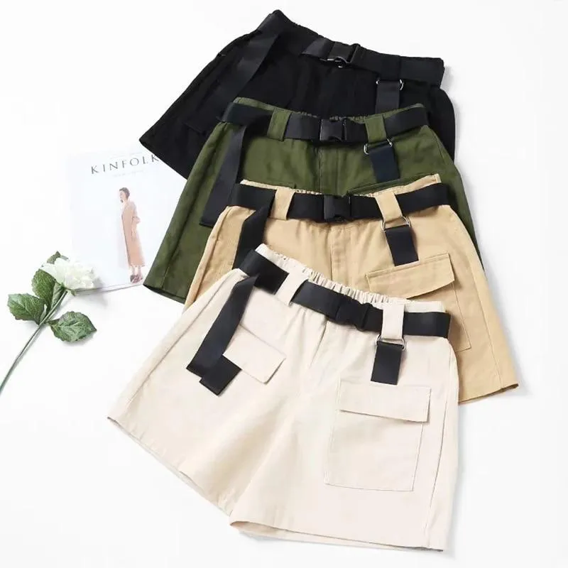 Streetwear Shorts Women Woman High Waist Wide Leg Cargo Women's Shorts