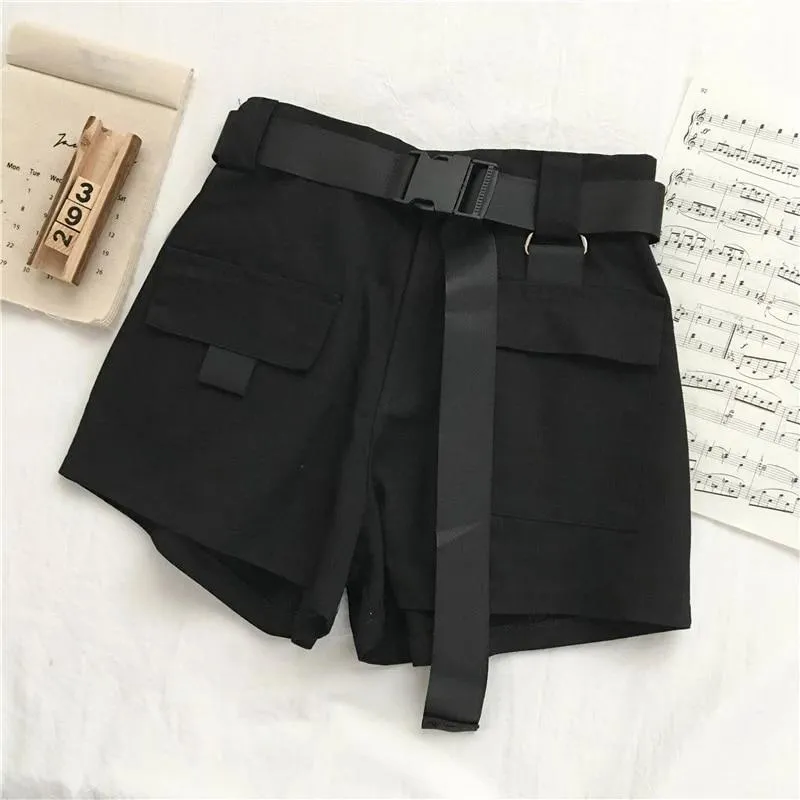 Streetwear Shorts Women Woman High Waist Wide Leg Cargo Women's Shorts