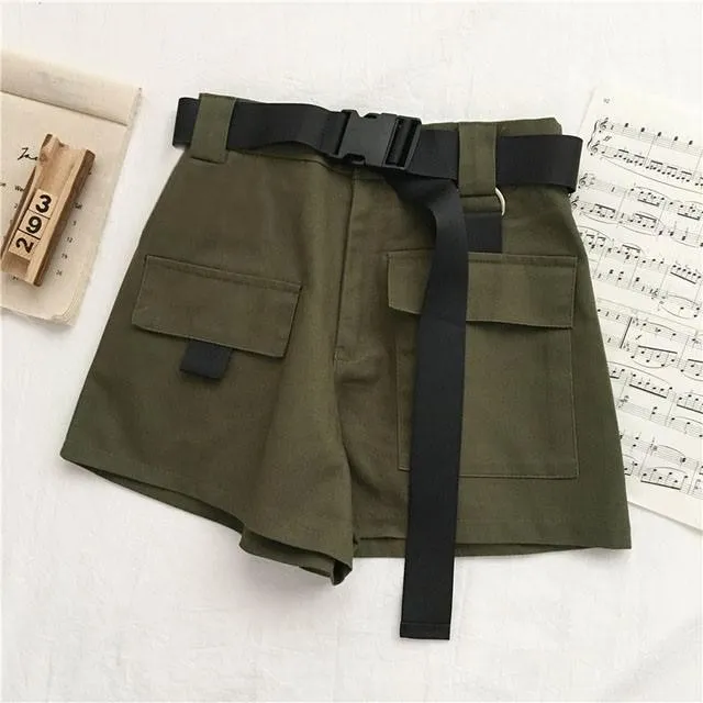 Streetwear Shorts Women Woman High Waist Wide Leg Cargo Women's Shorts