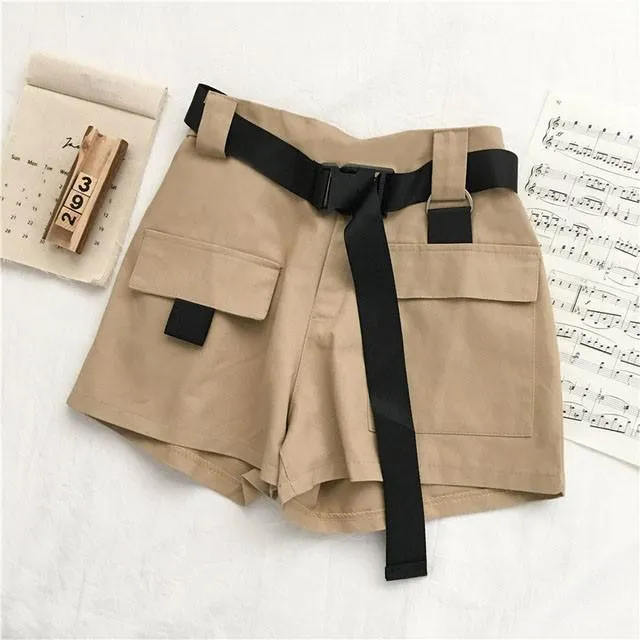 Streetwear Shorts Women Woman High Waist Wide Leg Cargo Women's Shorts