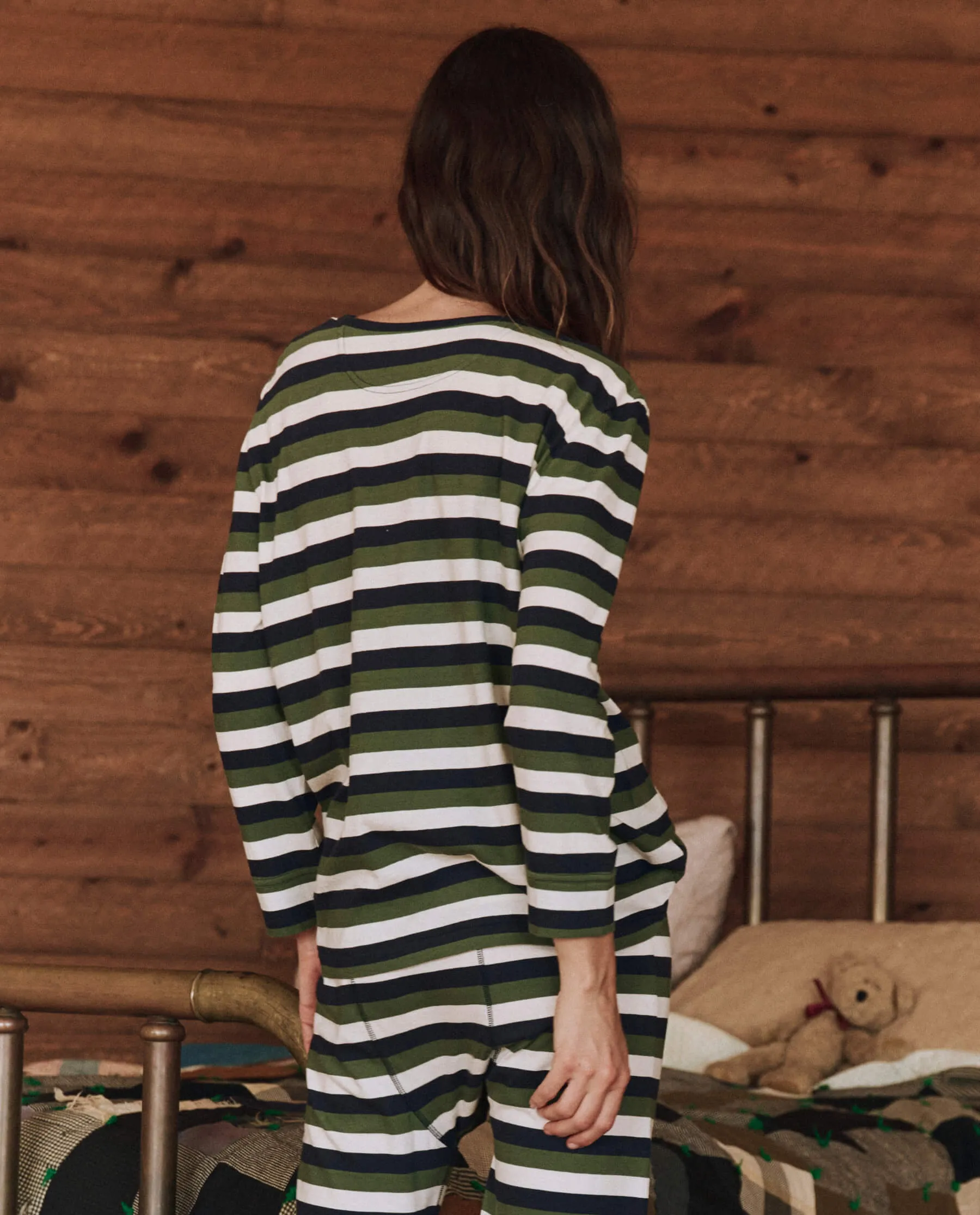 The Sleep Henley. -- Winter Pine Stripe