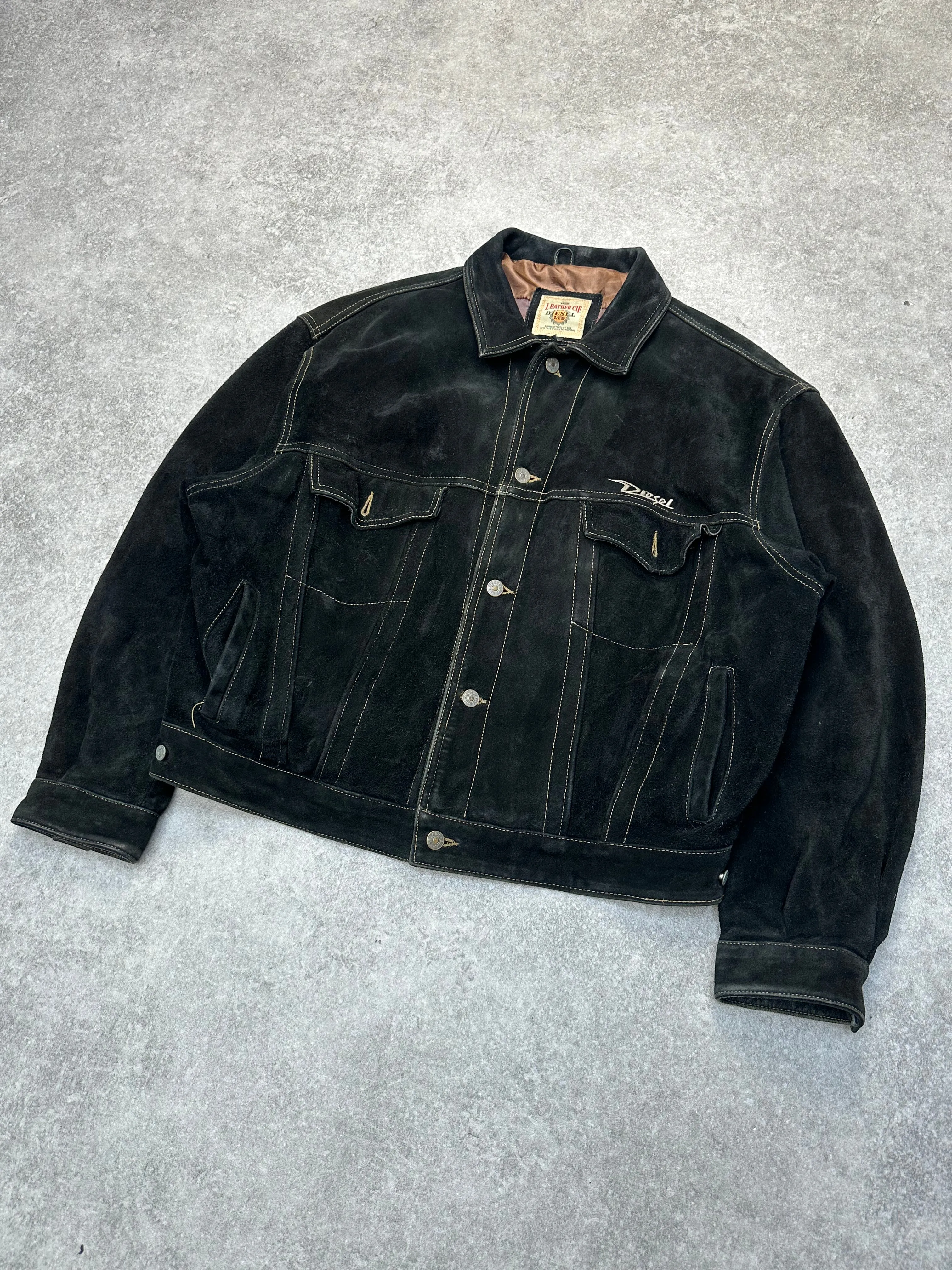 Vintage Diesel Black Leather Suede Jacket